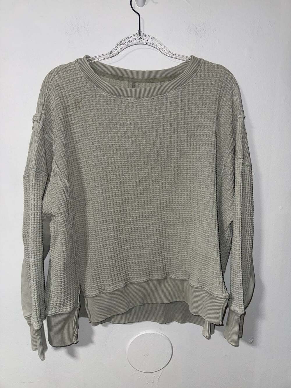 American Eagle This Feels Seriously Lived-In Waffle Knit Crew Neck Sweatshirt